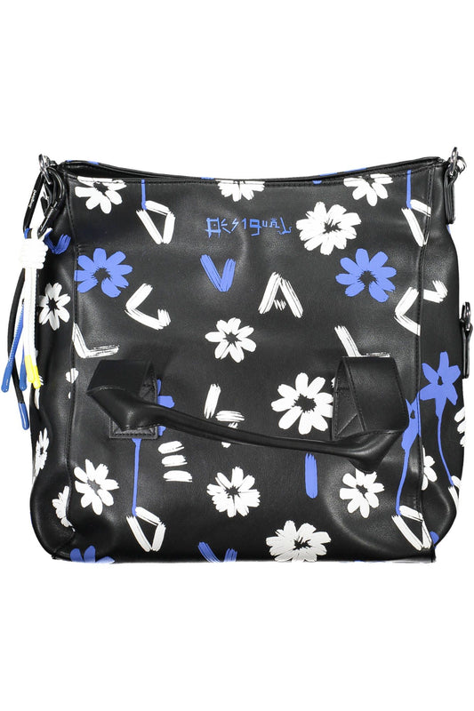 Desigual Chic Black Contrasting Detail Handbag with Pockets