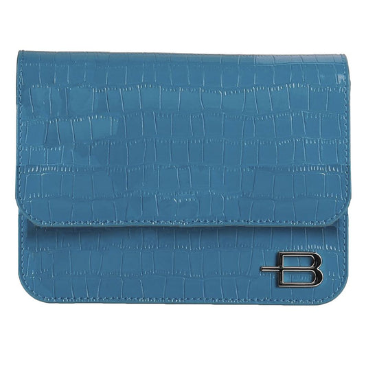Baldinini Trend Light Blue Leather Di Calfskin Clutch Bag