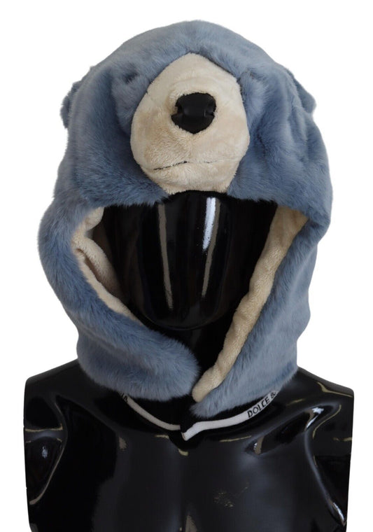 Blue Bear Fur Whole Head Cap One Size Polyester Hat