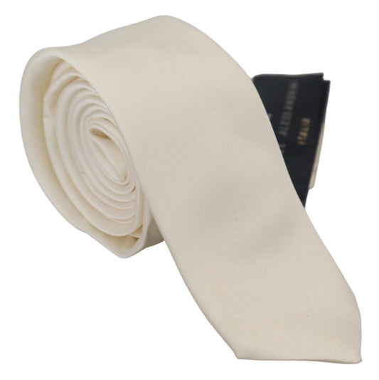 Off White Silk Men Necktie Adjustable Accessory Tie